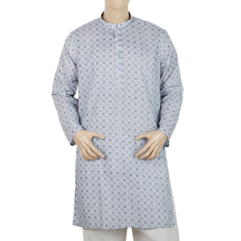 Men's Mashriq Slim Fit Printed Kurta - Light Blue, Men, Kurtas, Chase Value, Chase Value