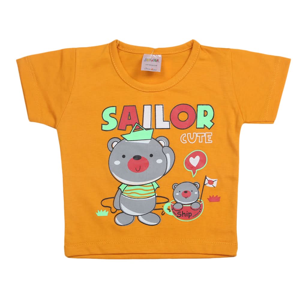 Newborn Boys Half Sleeves T-Shirt - Mustard, Kids, Newborn Boys Shirts And T-Shirts, Chase Value, Chase Value