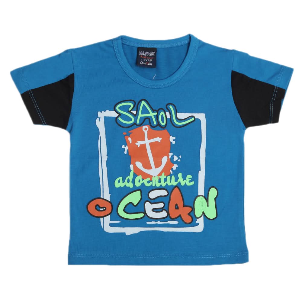 Boys Half Sleeves T-Shirt - Light Blue, Boys T-Shirts, Chase Value, Chase Value