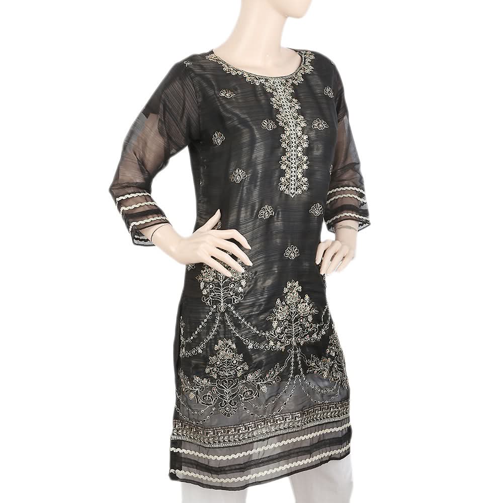 Women's Embroidered Masoori Kurti With Stone - Black, Women, Ready Kurtis, Chase Value, Chase Value