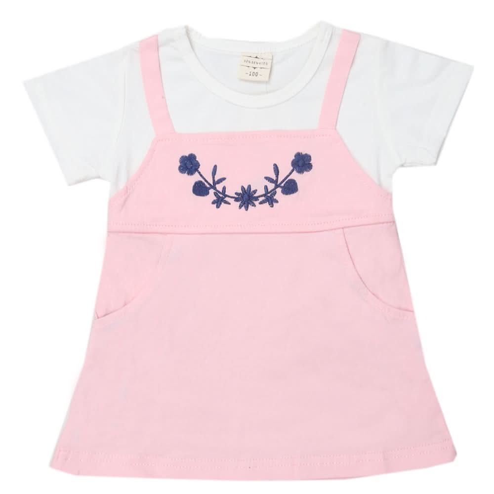 Newborn Girls Half Sleeves Frock - Light Pink, Kids, Newborn Girls Frocks, Chase Value, Chase Value