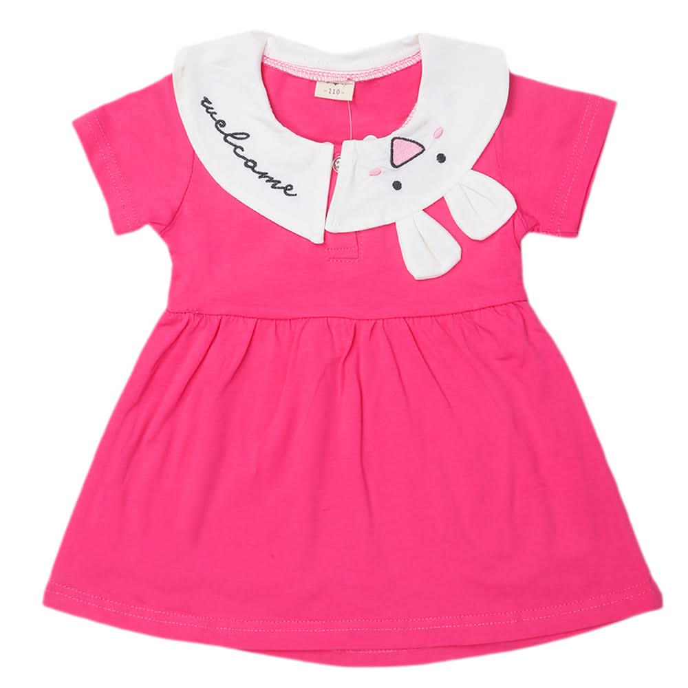 Newborn Girls Half Sleeves Frock - Pink, Kids, Newborn Girls Frocks, Chase Value, Chase Value