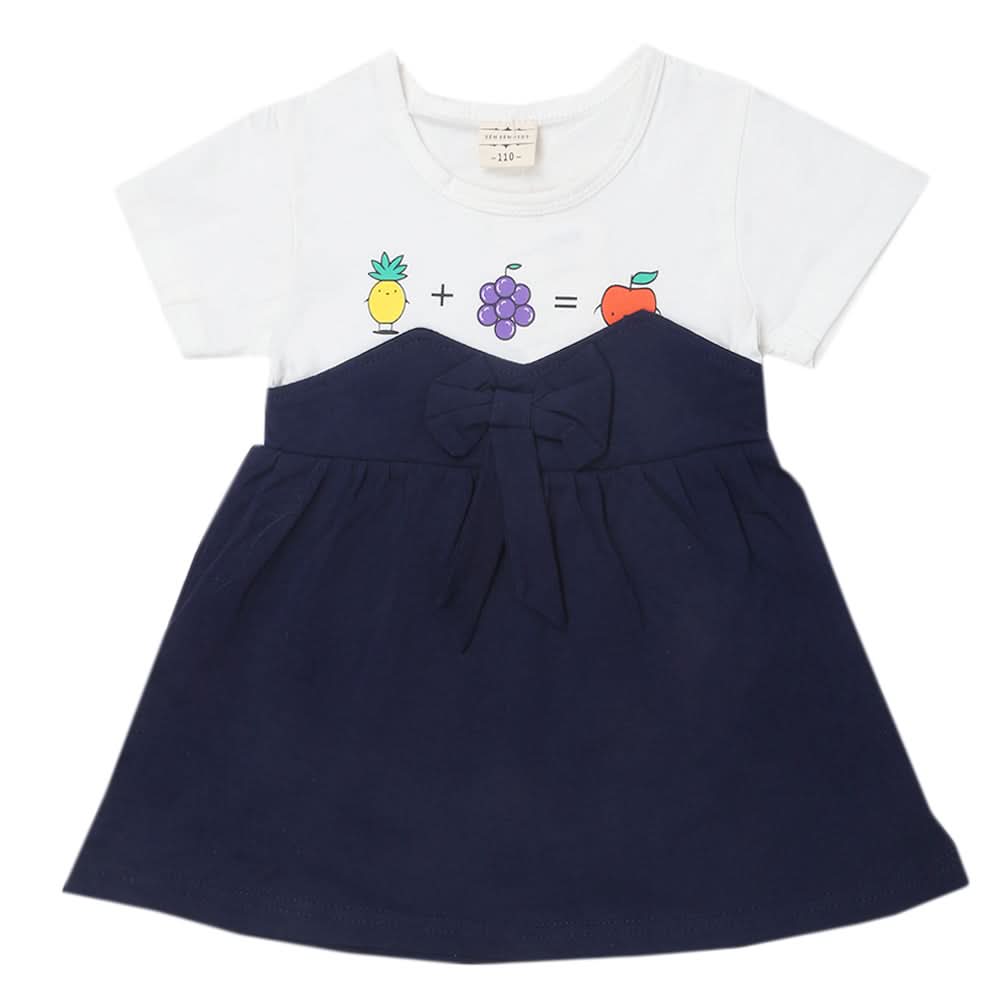 Newborn Girls Half Sleeves Frock - Navy Blue, Kids, Newborn Girls Frocks, Chase Value, Chase Value