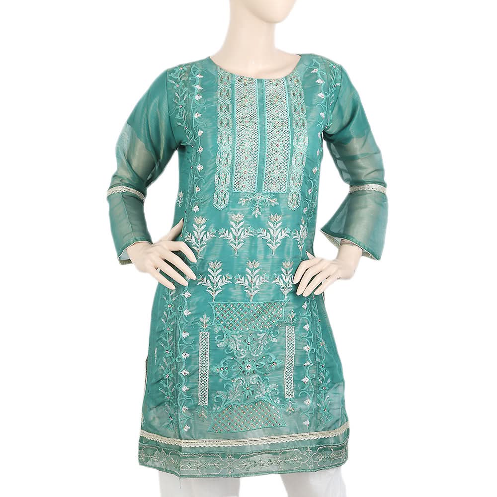 Women's Embroidered Masoori Kurti - Green, Women, Ready Kurtis, Chase Value, Chase Value
