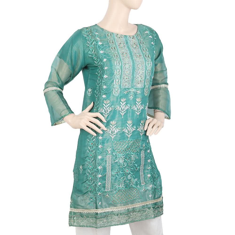 Women's Embroidered Masoori Kurti - Green, Women, Ready Kurtis, Chase Value, Chase Value