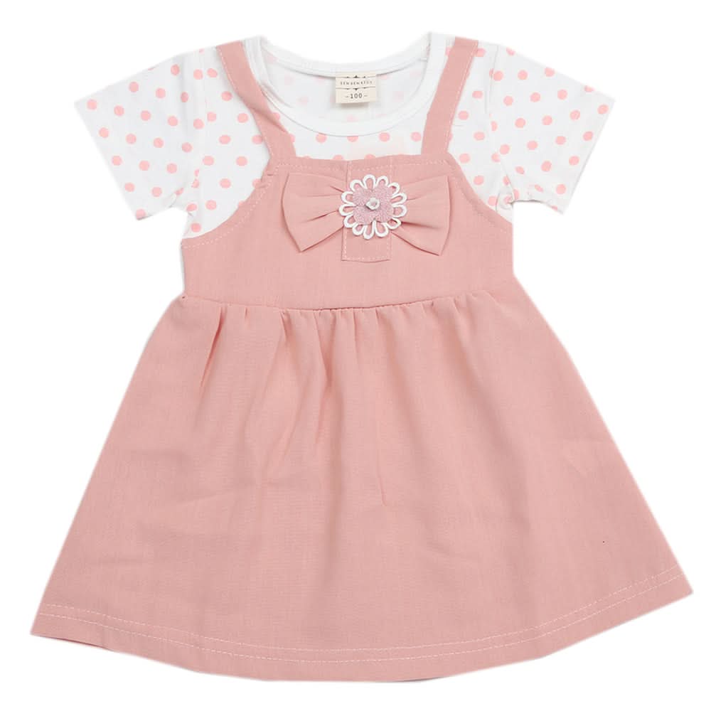 Newborn Girls Half Sleeves Frock - Pink, Kids, Newborn Girls Frocks, Chase Value, Chase Value