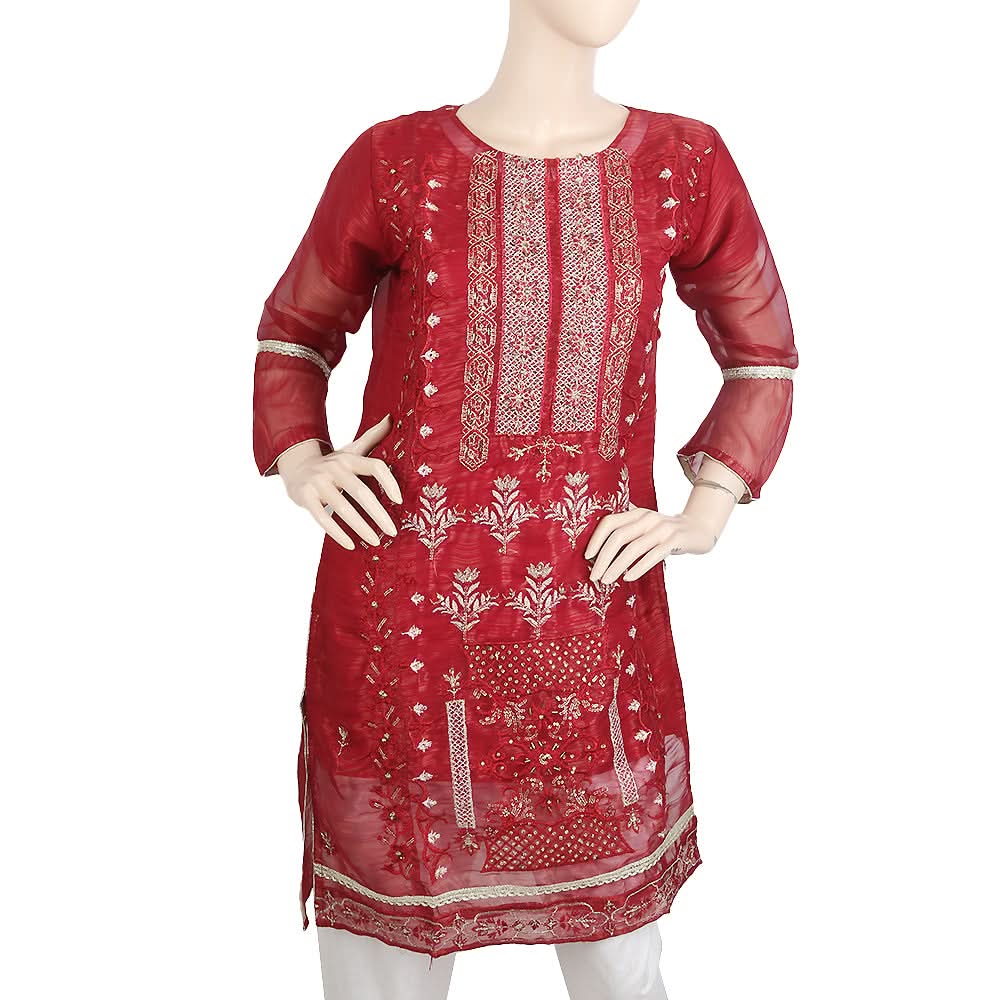 Women's Embroidered Masoori Kurti - Maroon, Women, Ready Kurtis, Chase Value, Chase Value