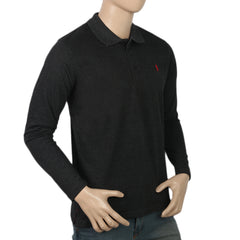 Men's Full Sleeves Plain Polo T-Shirt - Dark Grey, Men, T-Shirts And Polos, Chase Value, Chase Value