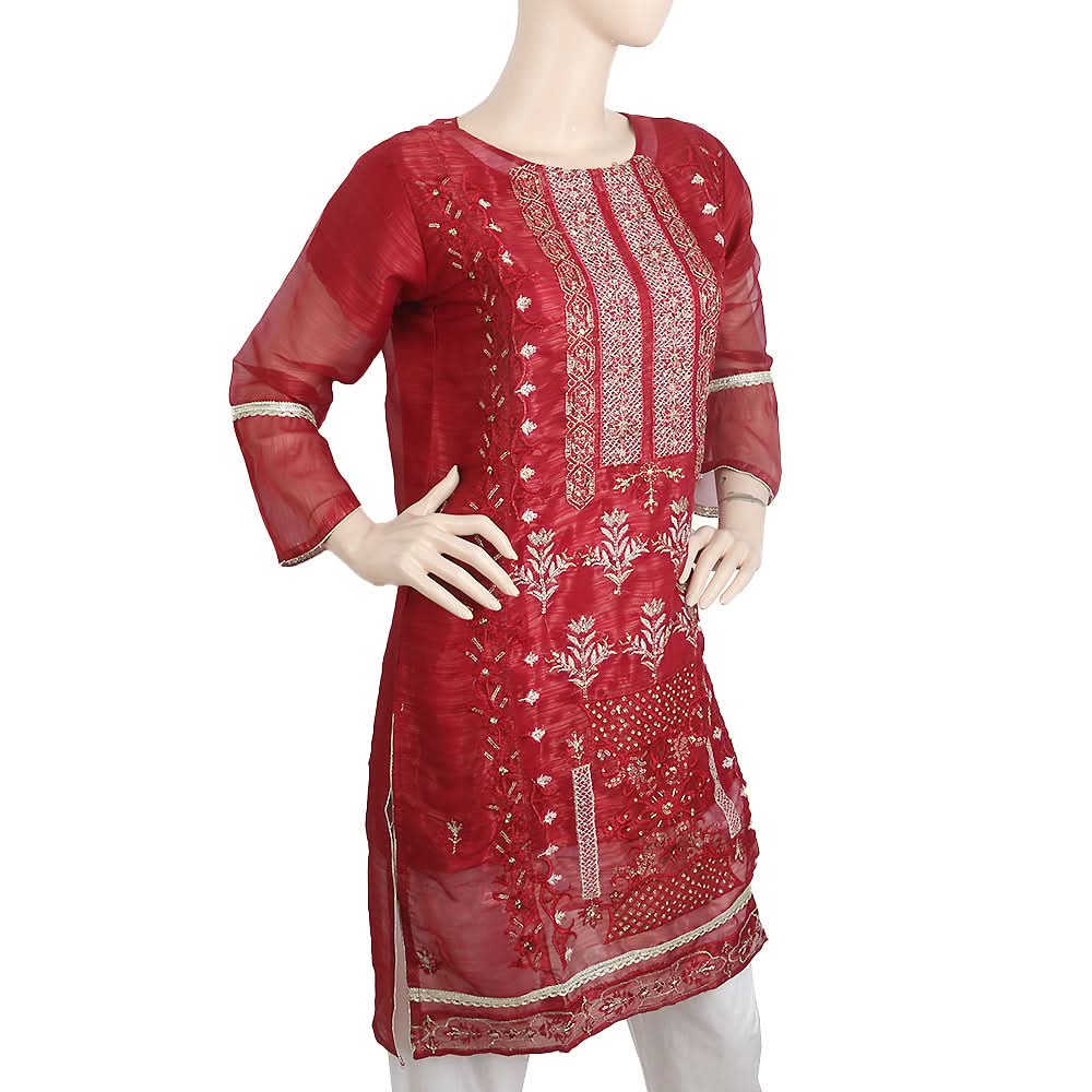 Women's Embroidered Masoori Kurti - Maroon, Women, Ready Kurtis, Chase Value, Chase Value