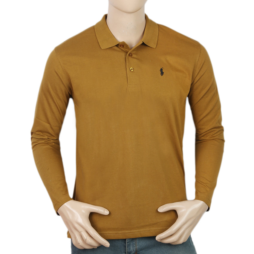 Men's Full Sleeves Plain Polo T-Shirt - Camel, Men, T-Shirts And Polos, Chase Value, Chase Value