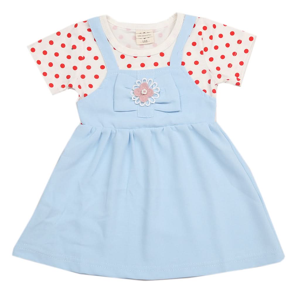 Newborn Girls Half Sleeves Frock - Blue, Kids, Newborn Girls Frocks, Chase Value, Chase Value