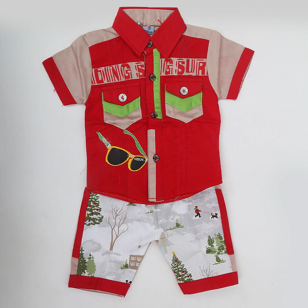 Newborn Boys Half Sleeve Suit - Red, Kids, NB Boys Sets And Suits, Chase Value, Chase Value