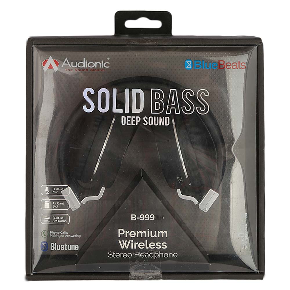 Audionic Solid Bass Wireless Headphone (B-999)- Black, Home & Lifestyle, Hand Free / Head Phones, Chase Value, Chase Value