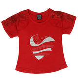 Girls Shoulder Frill & Chest T-Shirt - Red, Kids, Girls T-Shirts, Chase Value, Chase Value