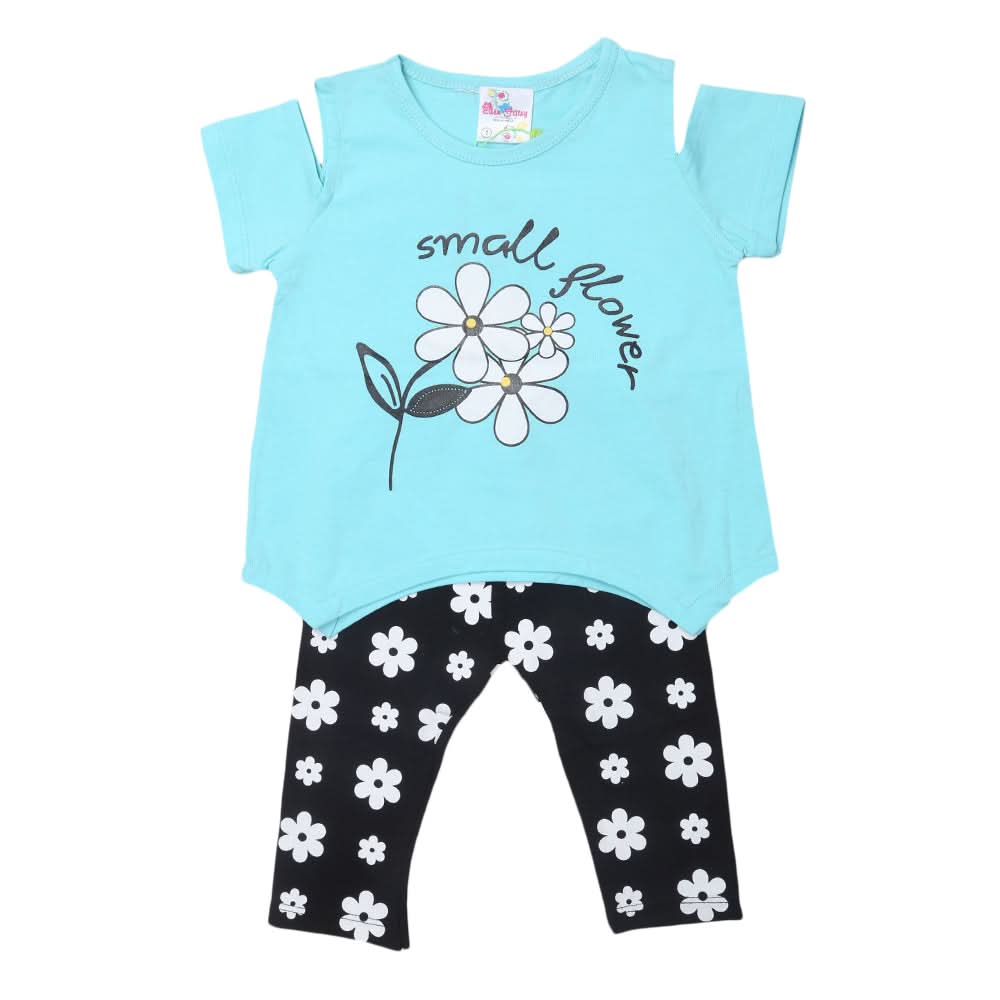 Newborn Girls Half Sleeves Suit - Cyan, Kids, Newborn Girls Sets And Suits, Chase Value, Chase Value