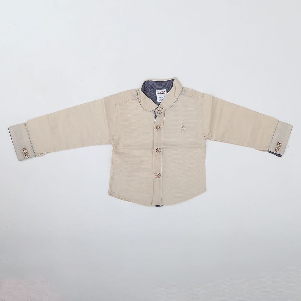Newborn Boys Chambray Full Sleeves Shirt - Beige, Kids, NB Boys Shirts And T-Shirts, Chase Value, Chase Value