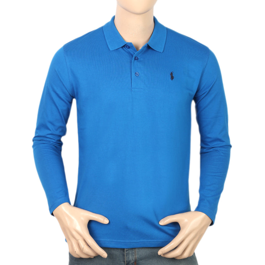 Men's Full Sleeves Plain Polo T-Shirt - Royal Blue, Men's T-Shirts & Polos, Chase Value, Chase Value