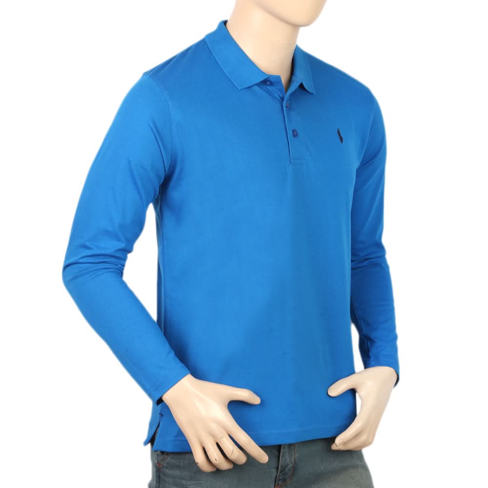 Men's Full Sleeves Plain Polo T-Shirt - Royal Blue, Men's T-Shirts & Polos, Chase Value, Chase Value