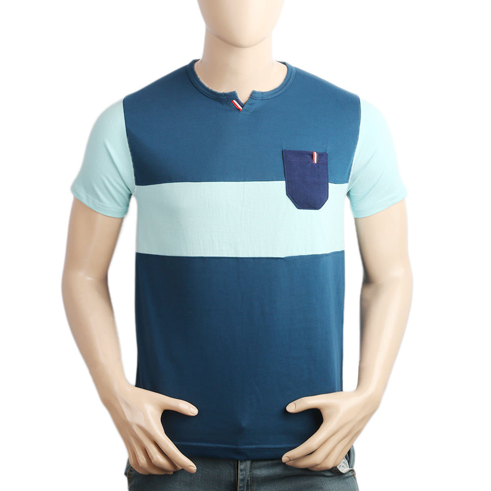 Men's Half Sleeves T-Shirt - Steel Blue, Men, T-Shirts And Polos, Chase Value, Chase Value