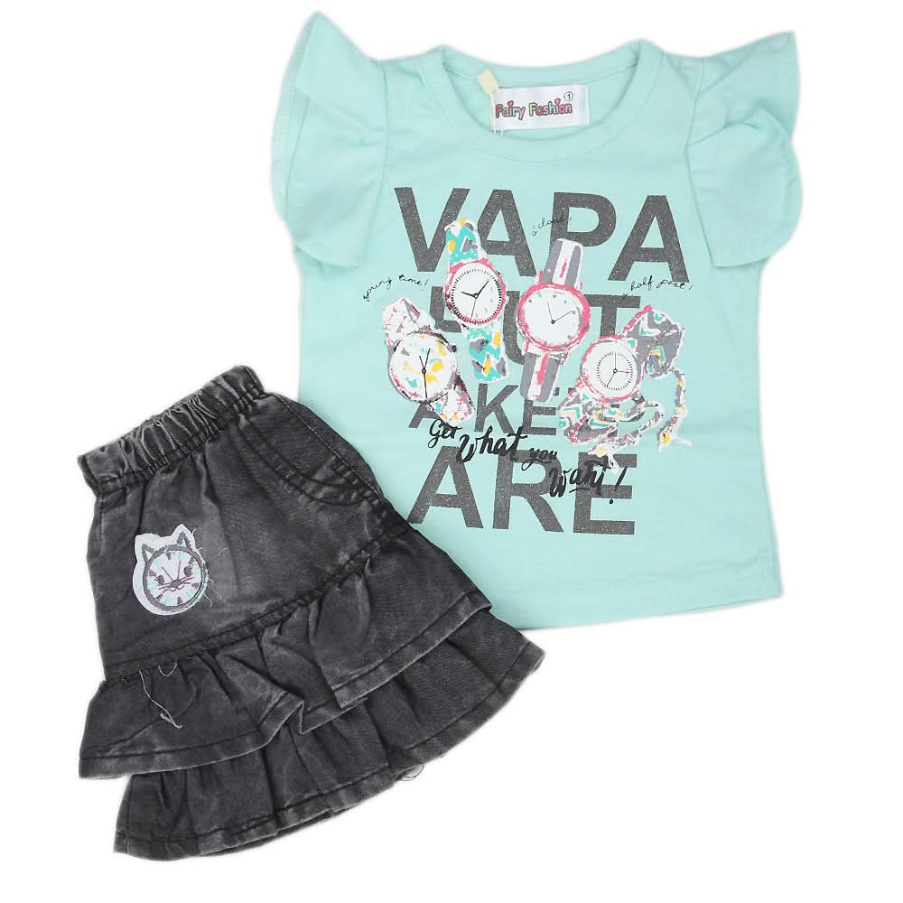 Newborn Girls Half Sleeves Short Suit - Cyan, Kids, NB Girls Sets And Suits, Chase Value, Chase Value