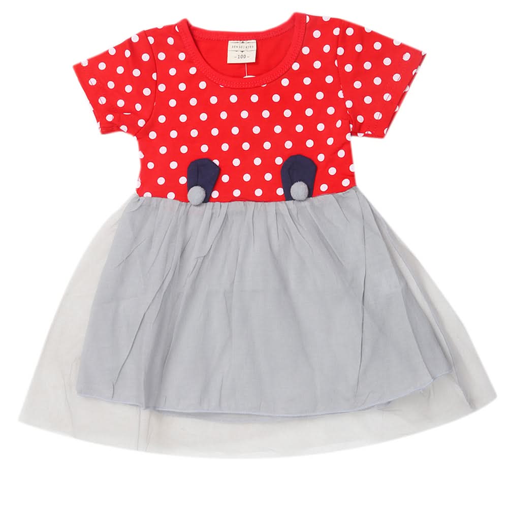 Newborn Girls Half Sleeves Frock - Red, Kids, Newborn Girls Frocks, Chase Value, Chase Value