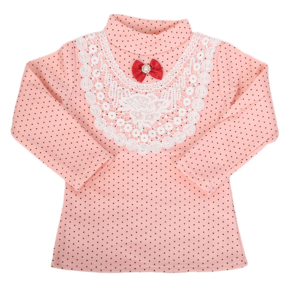 Girls Full Sleeves T-Shirt - Light Pink, Kids, Girls T-Shirts, Chase Value, Chase Value