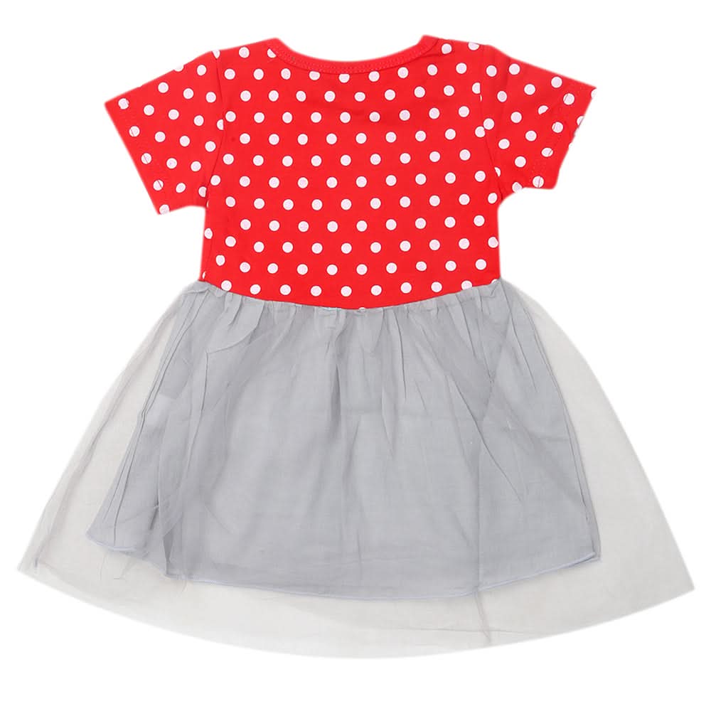 Newborn Girls Half Sleeves Frock - Red, Kids, Newborn Girls Frocks, Chase Value, Chase Value