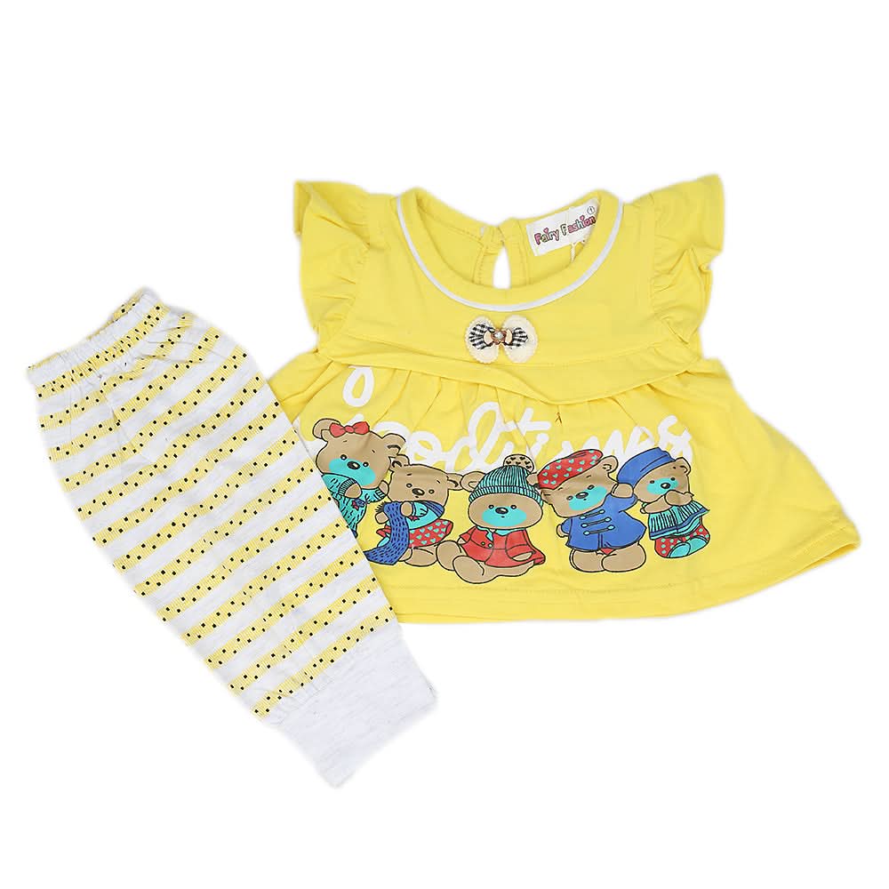 Newborn Girls Half Sleeves Short Suit - Yellow, Kids, NB Girls Sets And Suits, Chase Value, Chase Value