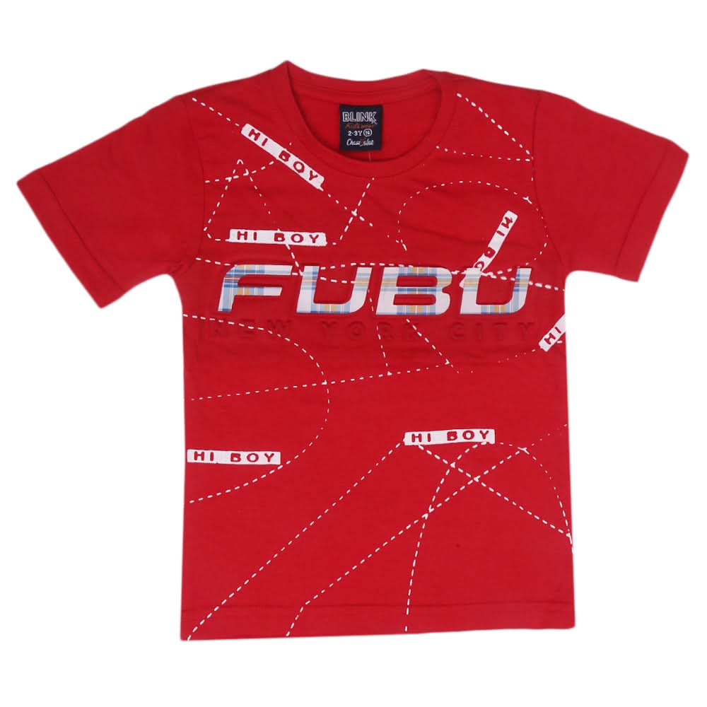 Boys Emboss Logo T-Shirt - Red, Boys T-Shirts, Chase Value, Chase Value
