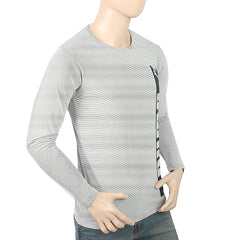 Men's Full Sleeves Twisted T-Shirt - Grey, Men, T-Shirts And Polos, Chase Value, Chase Value