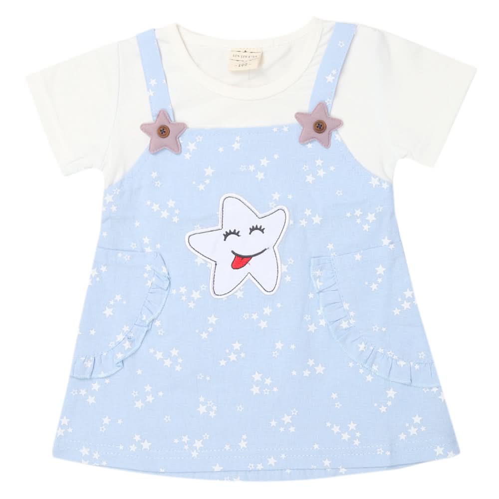 Newborn Girls Half Sleeves Frock - Blue, Kids, Newborn Girls Frocks, Chase Value, Chase Value