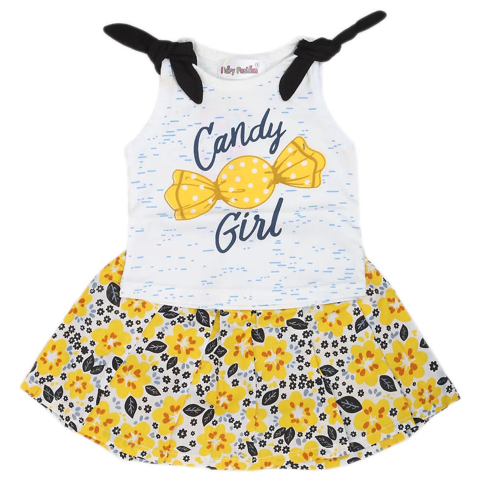 Newborn Girls Half Sleeves Short Suit - Yellow, Kids, NB Girls Sets And Suits, Chase Value, Chase Value