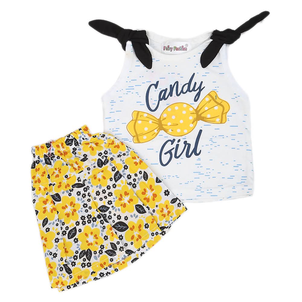 Newborn Girls Half Sleeves Short Suit - Yellow, Kids, NB Girls Sets And Suits, Chase Value, Chase Value