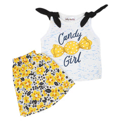 Newborn Girls Half Sleeves Short Suit - Yellow, Kids, NB Girls Sets And Suits, Chase Value, Chase Value