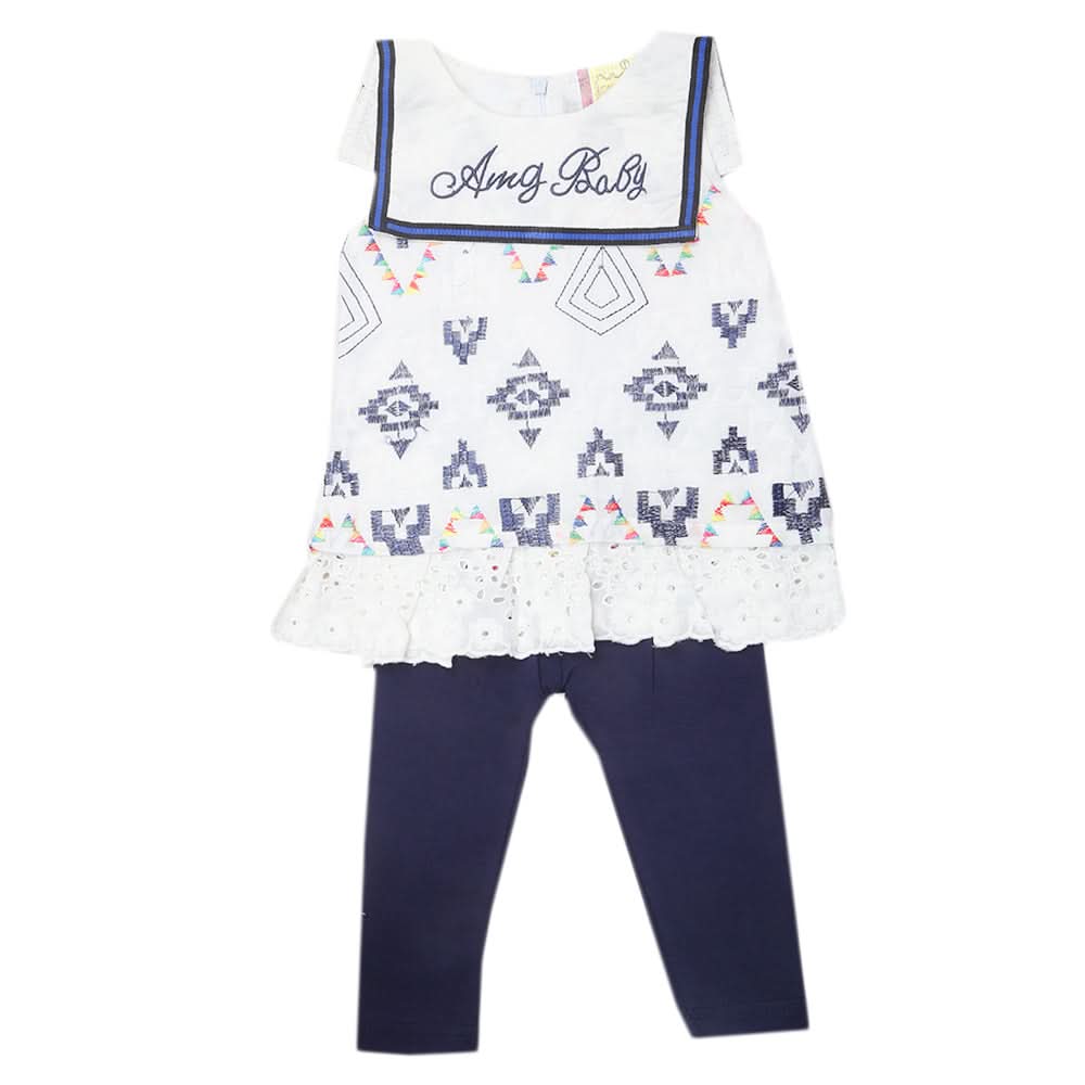 Newborn Girls Half Sleeves Suit - White - A, Kids, Newborn Girls Sets And Suits, Chase Value, Chase Value