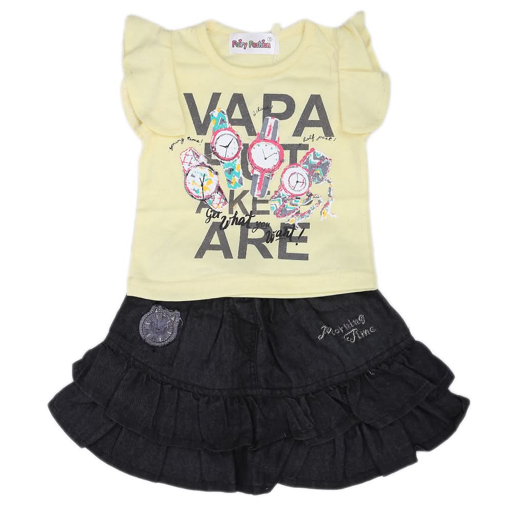 Newborn Girls Half Sleeves Short Suit - Yellow, Kids, NB Girls Sets And Suits, Chase Value, Chase Value
