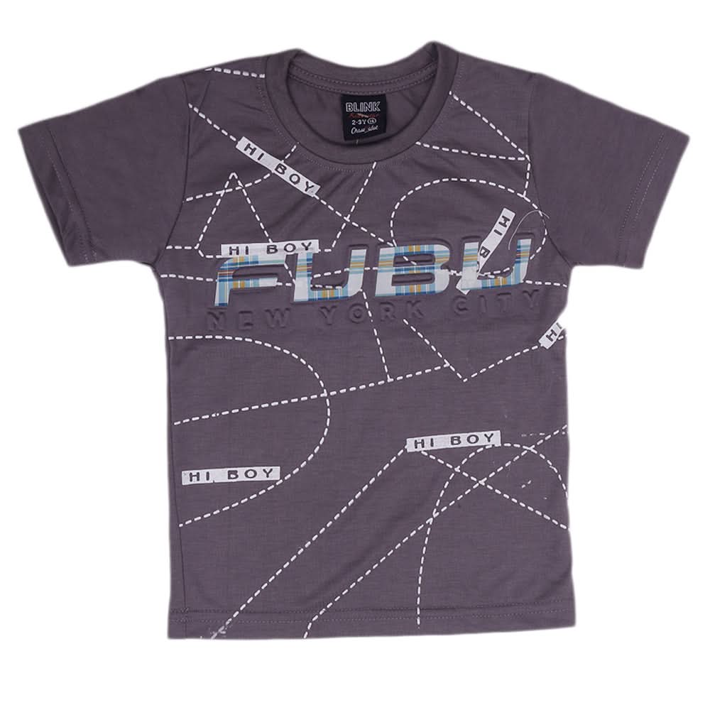 Boys Emboss Logo T-Shirt - Grey, Boys T-Shirts, Chase Value, Chase Value