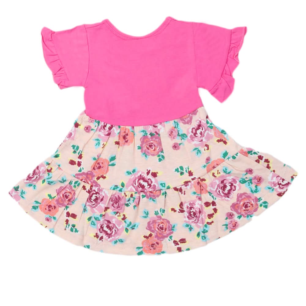 Newborn Girls Half Sleeves Frock - Pink, Kids, Newborn Girls Frocks, Chase Value, Chase Value