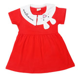 Newborn Girls Half Sleeves Frock - Red, Kids, Newborn Girls Frocks, Chase Value, Chase Value
