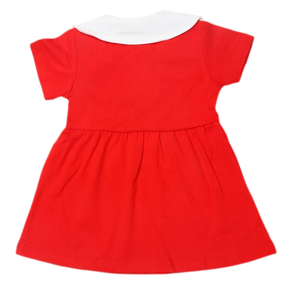 Newborn Girls Half Sleeves Frock - Red, Kids, Newborn Girls Frocks, Chase Value, Chase Value