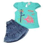 Newborn Girls Half Sleeves Skirt Suit - Sea Green, Kids, NB Girls Sets And Suits, Chase Value, Chase Value