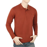 Men's Full Sleeves Plain Polo T-Shirt - Rust, Men, T-Shirts And Polos, Chase Value, Chase Value