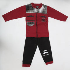Boys Full Sleeves 3 Piece Suit - Maroon, Kids, Boys Sets And Suits, Chase Value, Chase Value