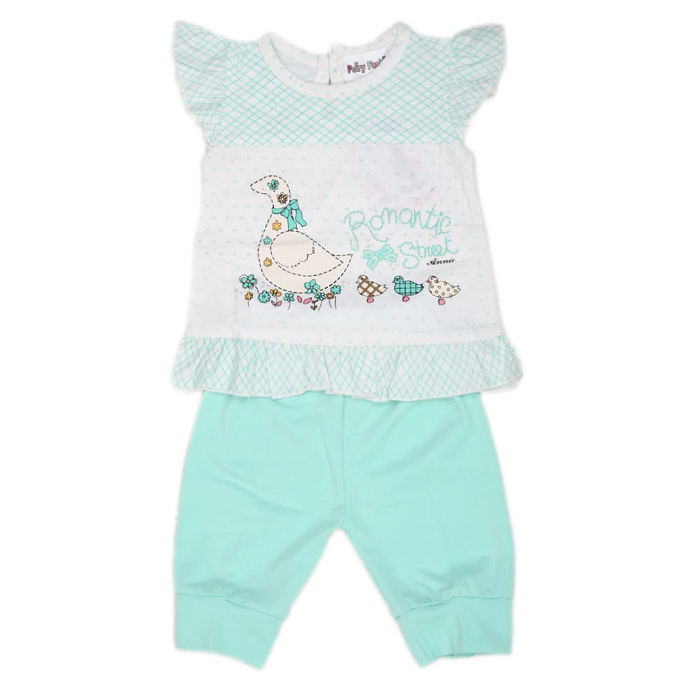 Newborn Girls Half Sleeves Short Suit - Green, Kids, NB Girls Sets And Suits, Chase Value, Chase Value