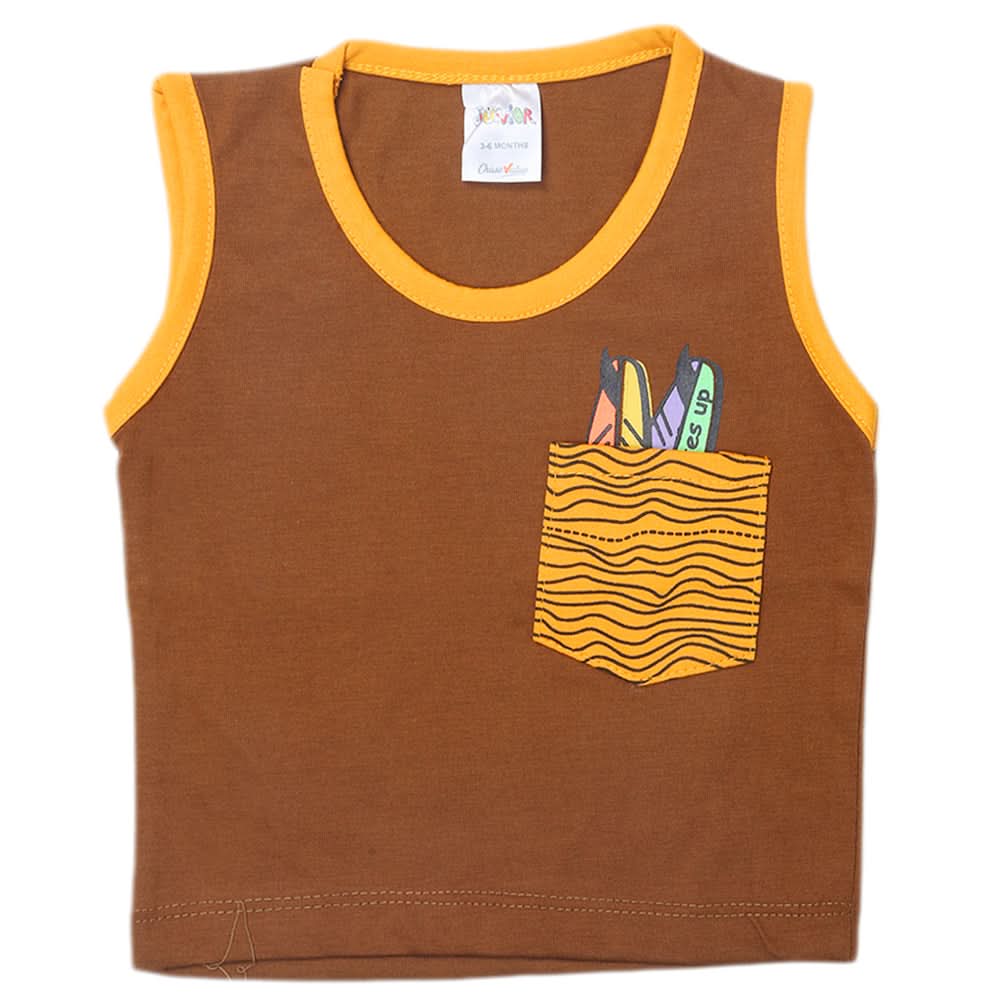 Newborn Boys Sando - Dark Brown, Kids, New Born Boys Shirts And T-Shirts, Chase Value, Chase Value