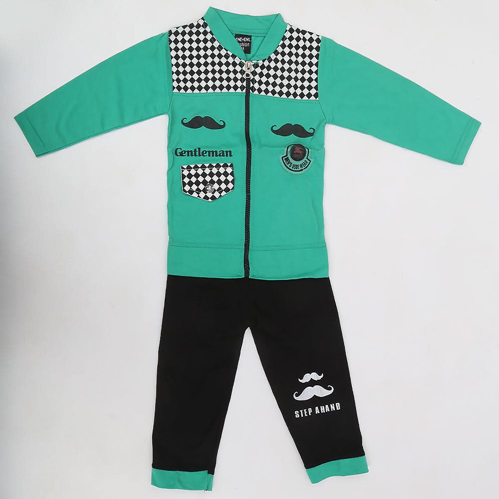 Boys Full Sleeves 3Pcs Suit (1664) - Green, Kids, Boys Sets And Suits, Chase Value, Chase Value