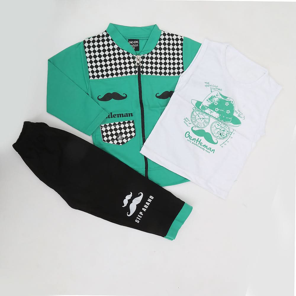 Boys Full Sleeves 3 Piece Suit - Green, Kids, Boys Sets And Suits, Chase Value, Chase Value