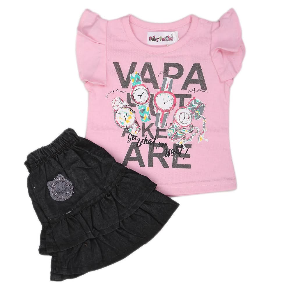 Newborn Girls Half Sleeves Short Suit - Pink, Kids, NB Girls Sets And Suits, Chase Value, Chase Value