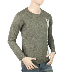 Men's Full Sleeves Twisted T-Shirt - Olive Green, Men, T-Shirts And Polos, Chase Value, Chase Value