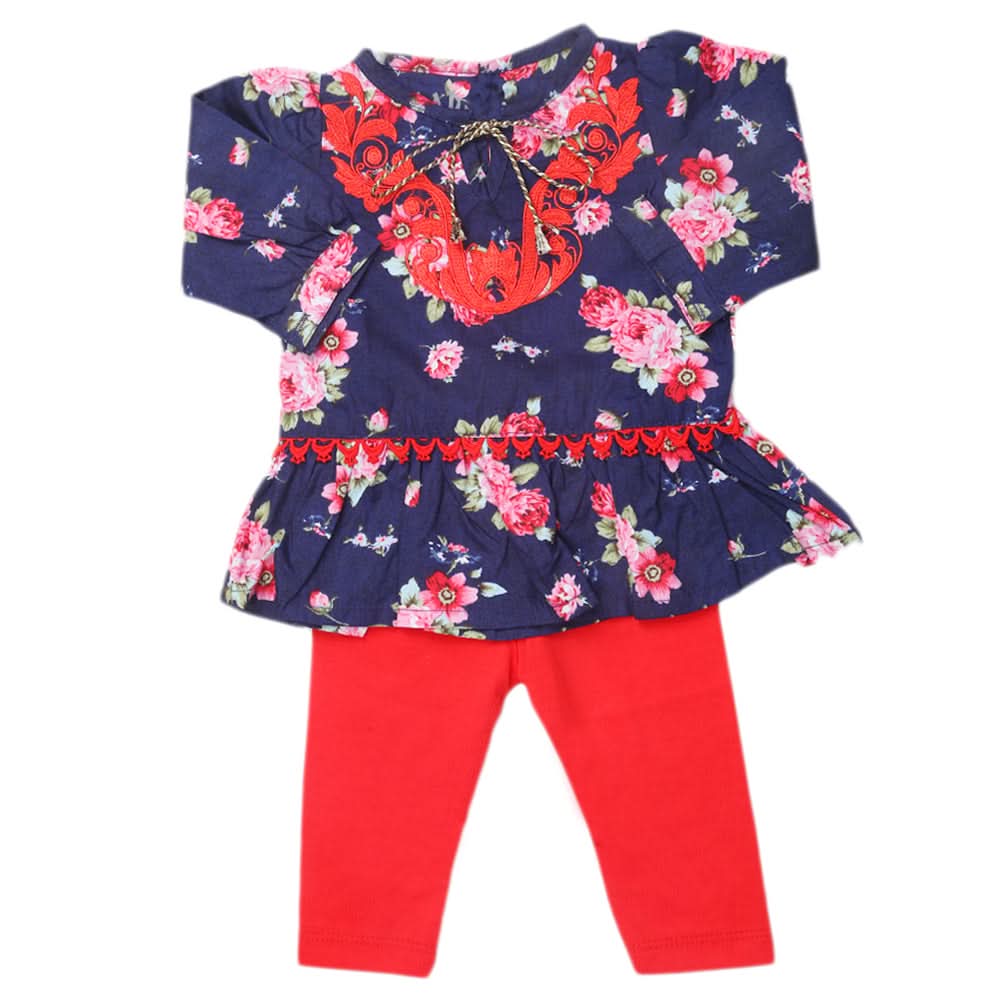Newborn Girls Half Sleeves Suit - Red, Kids, Newborn Girls Sets And Suits, Chase Value, Chase Value